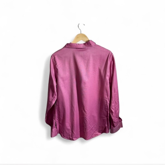 Talbots Pink Wrinkle Resistant Button Up Shirt Size 14 Long Sleeve Blouse - Picture 2 of 4